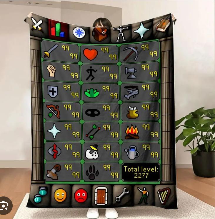 Old School Runescape OSRS Максимальный 99 Все Навыки Общий Уровень Флисовое Одеяло Мягкое Теплое Игровое Пледовое Одеяло Диван Кровать Домашний Декор Подарок