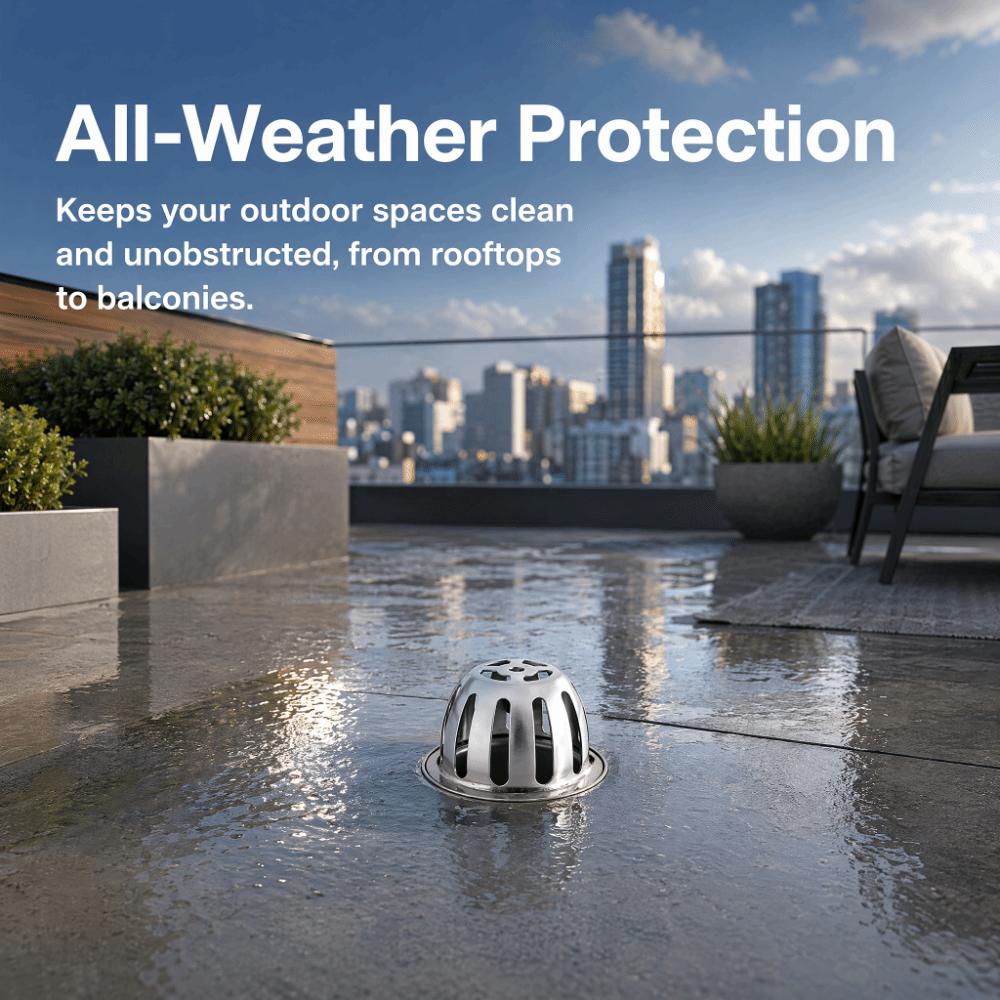 Round Shape Gutter Guard Filter 304 Stainless Steel Drain Cover Downspout Strainer Outdoor