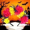 Bright Artificial Marigold Flower Headband Vivid Faux Marigold Floral Headpiece  Holiday Gathering