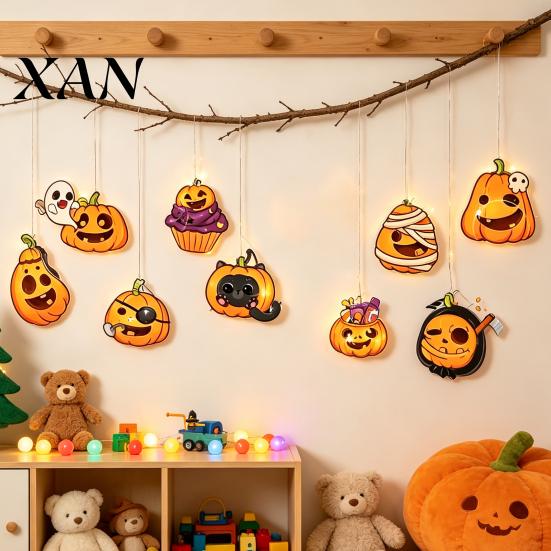 Ghost Mummy Black Cat Decor 12/24/36Pcs Halloween Wooden Pumpkin Hanging Ornaments, Cartoon Cute Pendant Pirate Wood Tags, Party Window Door Tree Home