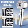 Upgrade Double Sided Rotatable High Pressure Shower Head 10 Modes Spray Filter One-Key Stop Water Element Bathroom Accessories