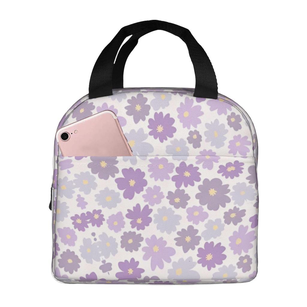 Custom Poppy Flower Insulated Lunch Bags for Women Men Lovely Flowers Portable Cooler Thermal Bento Box Work School Travel