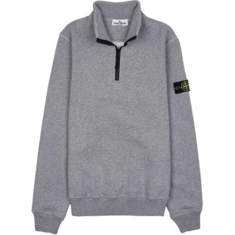 STONE ISLAND Толстовка детская однотонная с воротником-стойкой, пуловер, длинный рукав, детские топы, серый 791661020-V0M64