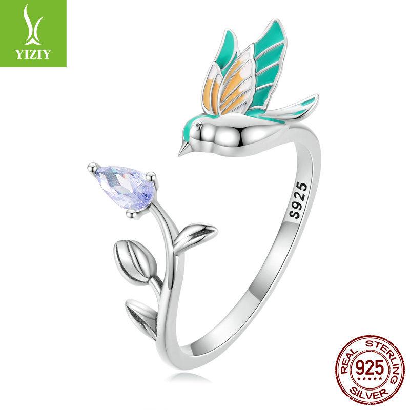 Design Drip Craft Kingfisher Stud Earring Set, Colorful Bird S925 Sterling Silver Jewelry