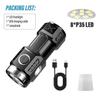 High Lumens 4/6/8*P35 LED Flashlight USB Rechargeable Flashlights Tactical Emergency Light Mini Torch with Tail Magnet