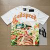 New Meichao Godspeed Skull Rock Band Crew Neck Wash Black Short Sleeve T-Shirt Couple Same Style