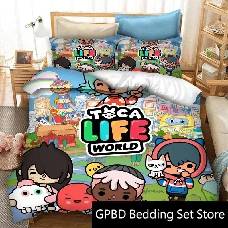 3D Печать Toca Life World Мультяшный Удобное Одеяло Пододеяльник Наволочка Комплект Постельного Белья Детская Спальня Украшение Домашний Текстиль
