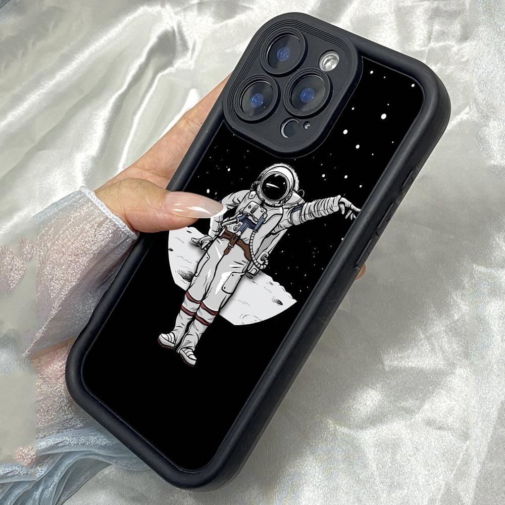 JT31 Астронавт Первый Человек На Луне Посадка Realme 14 15 Huawei Honor 70 90 Infinix Tecno itel Motorola Google Все Модели Ангельские глазки Мягкий ТПУ Чехол для Телефона