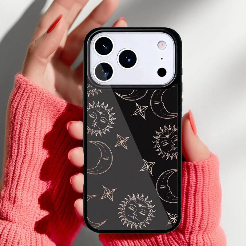 Чехол для телефона 'Лицо Солнца и Луны' для iPhone 17 Air 16e 15 14 13 Pro Max Задняя крышка для 12 11 Pro Coque