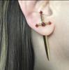 Kiss Jewelry Панк Меч Готический Kinitial Пирсинг Серьги для Женщин Мужчин Готический Хрустальный Ухо Куртка Пусеты Серьги Украшения