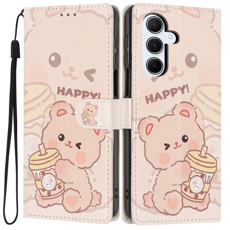 Colorful Painting Vegan Leather Flip Phone Case For Samsung Galaxy A36 5G, Wallet Card Slot Kickstand With Lanyard Protective Cover