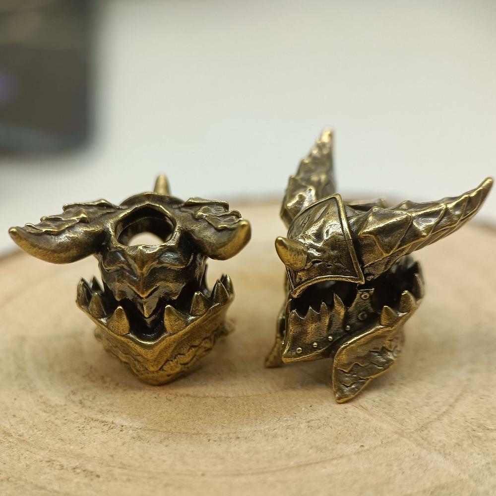 Death Helmet Brass Knife Beads EDC Outdoor DIY Accessories Woven Lanyard Keychain Pendant Jewelry Punk Survival Bracelets Charms