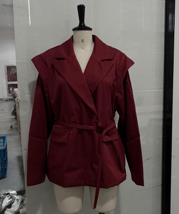 Женский блейзер 2025 года в корейском стиле с поясом и подплечниками для весны/осени