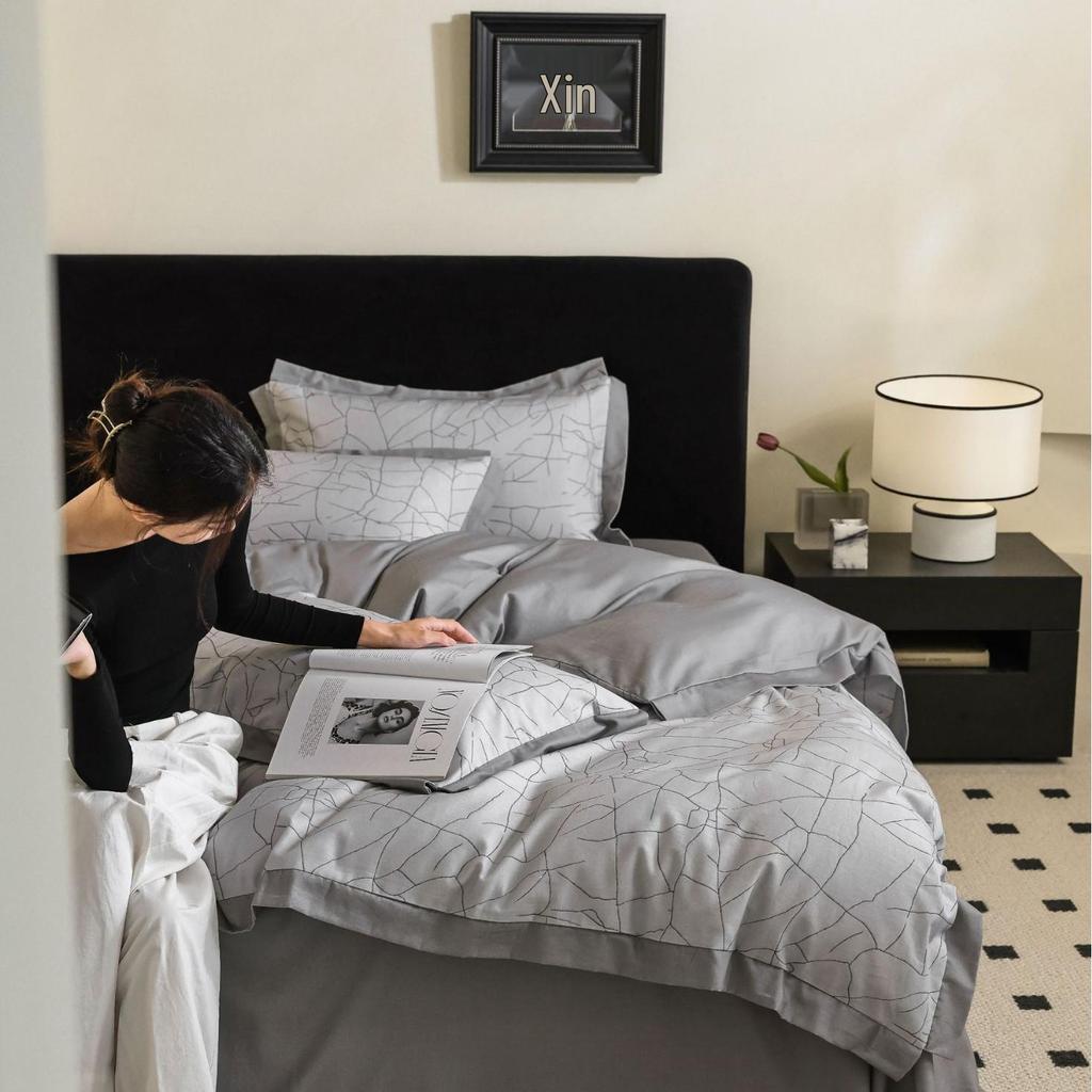 Американский ретро фланелевый постельный комплект из 4 предметов из 100% хлопка - Мягкий, теплый и приятный для кожи для осени/зимы