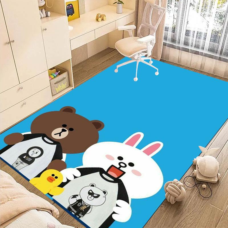 Non-slip decorative rug, cute cartoon welcome mat, Line Friends series pattern, a gift for friends and family.