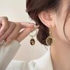 High-End Asymmetrical Crystal Earrings - Retro Tea-Color Luxurious Fashion for Sophisticated Women