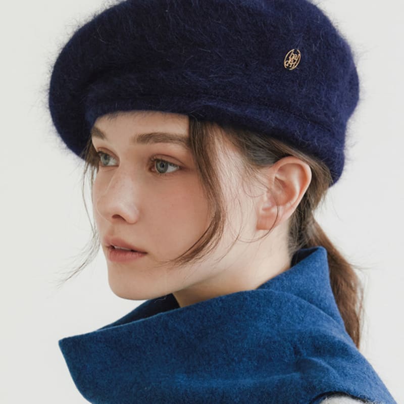 Halden Logo Pendant Angora Beret (C031_navy)