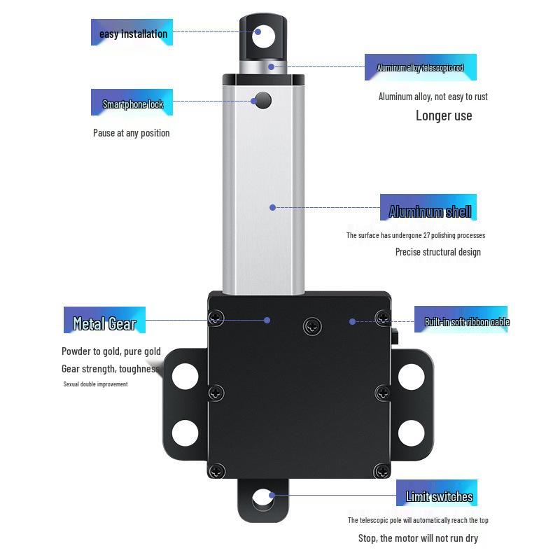 Mini Electric Telescopic Actuator 12/24V: Micro DC Linear Motor for Lifting and Reciprocating with Stroke Adjustment (HT100)