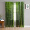 Bamboo Forest Green Sheer Curtains for Living Room Decoration Window Curtains for Kitchen Tulle Voile Organza Curtains