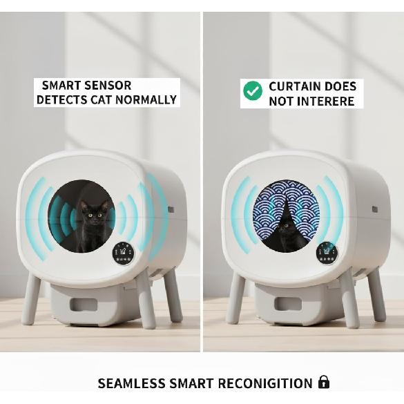 Умный туалет для кошек с дверцей для уединения - Занавеска для контроля запаха и следов для автоматических кошачьих туалетов - Подходит для круглых отверстий диаметром 10 дюймов - Простая установка