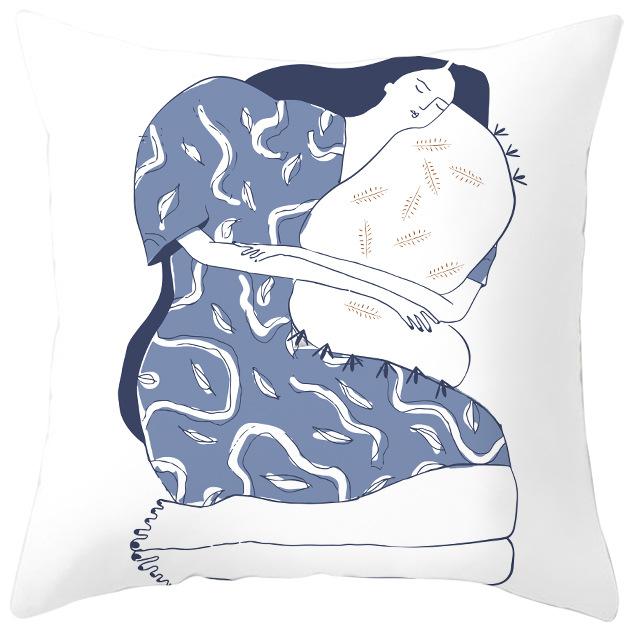 Nordic Blue and Purple Abstract Geometric Pillowcase Peach Leather Velvet Printed Home Fabric Sofa Pillow Cushion Cover