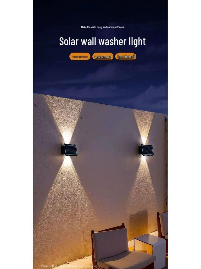 Waterproof Solar Garden Wall Light: Up/Down Outdoor Fence Decor