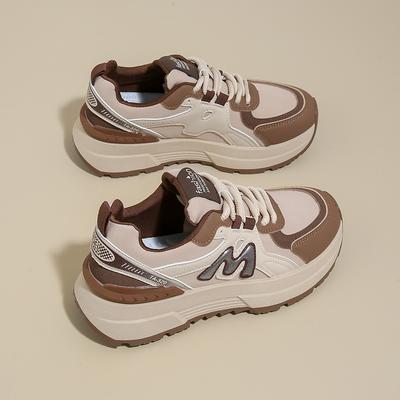 CRLAYDK Массивные кроссовки для женщин Нескользящие теннисные туфли на платформе для ходьбы и бега Повседневная кожаная обувь Удобные спортивные кроссовки