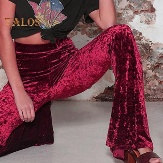 Женские расклешенные брюки, эластичные, с высокой талией, однотонные, широкие брюки, приподнятые до бедер, бархатные, рабочие брюки для отдыха, повседневная одежда