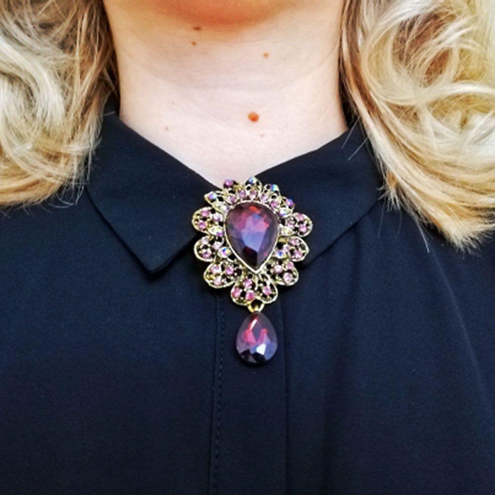 Elegant Dress Big Water Drop For Women Rhinestones Corsage Brooch Pins Jewelry Fashion Accessories