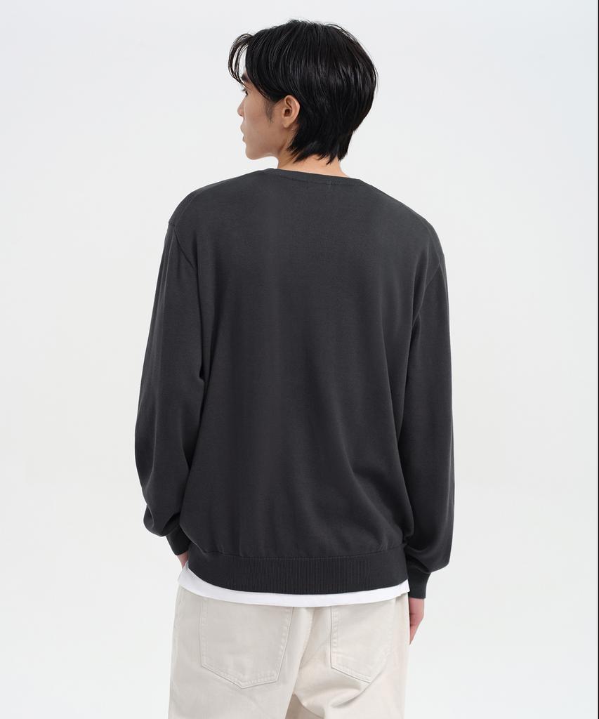 MUSINSA STANDARD Washable Supima Cotton Crew Neck Knit [Dark Gray]