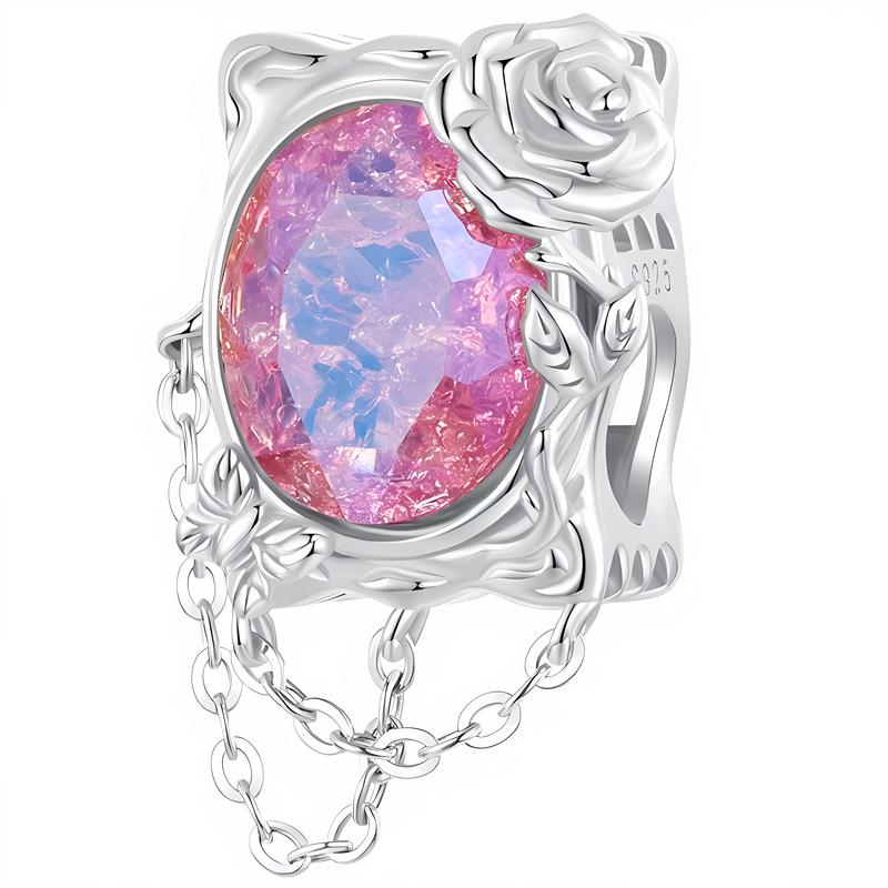 Charms Do Pandora Zawieszka Charms Różowy Kryształ Róża Srebro 925 Charmsy Trusky