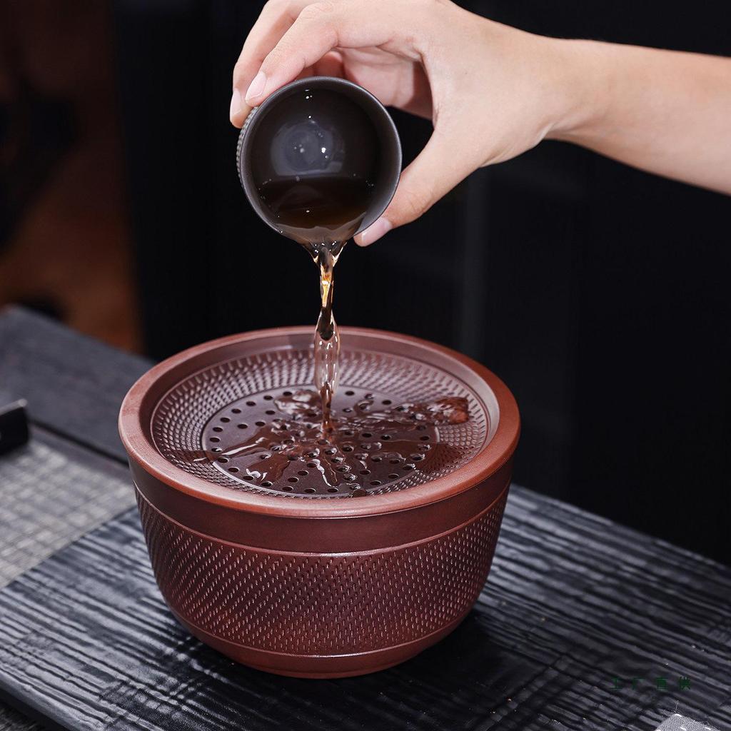 Premium Purple Clay Jianshui Ceramic Tea Wastewater Bowl & Storage Pot Holder
