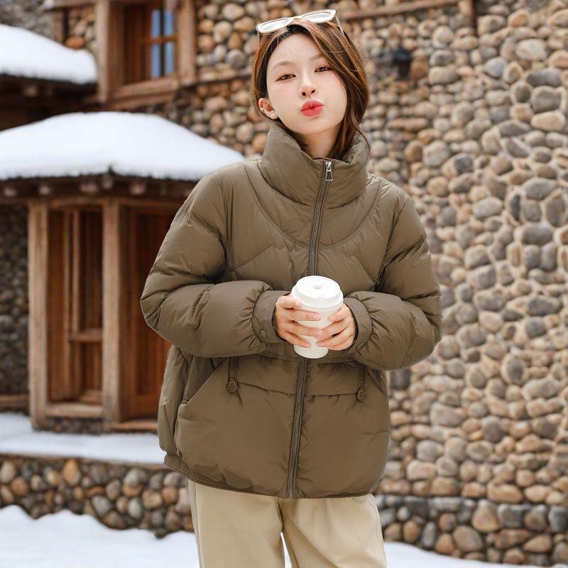 Стильная и утягивающая куртка из хлопкового пуха для миниатюрных женщин, легкая и теплая, воротник-стойка