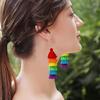 Rainbow Layered Long Drop Dangle Earrings Lightweight Trendy Pride Jewelry  Gift