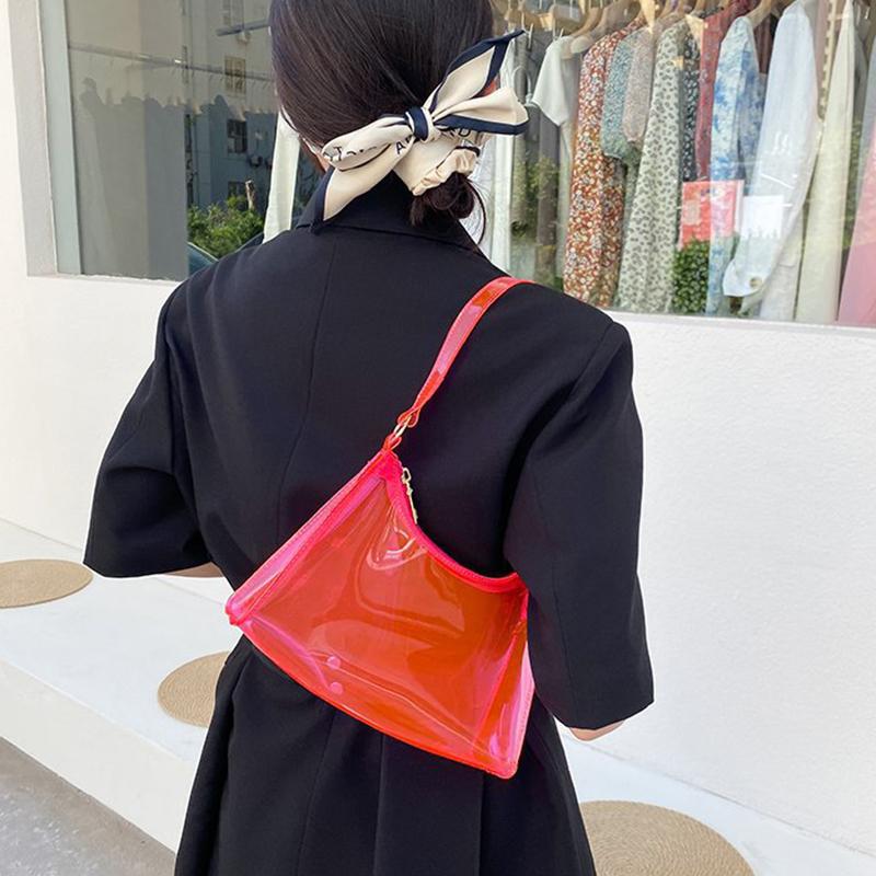 Yogodlns Women Underarm Shoulder Bag PVC Transparent Fashion Designer Small Handbag Purse Jell Hobos Bags Female Summer Top Handle Bags