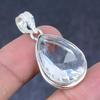 Natural White Topaz Gemstone Handmade 925 Sterling Silver Pendant 1.58" h4B76