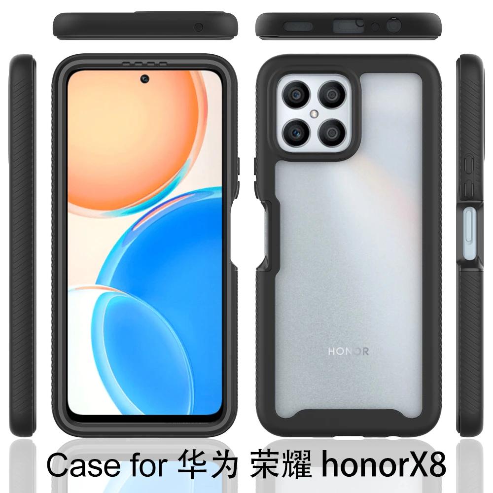 Прочный бронированный ударопрочный чехол для телефона для Honor X8 X8a X6 4G 70 Lite Мягкий ТПУ каркас Жесткая прозрачная акриловая задняя крышка