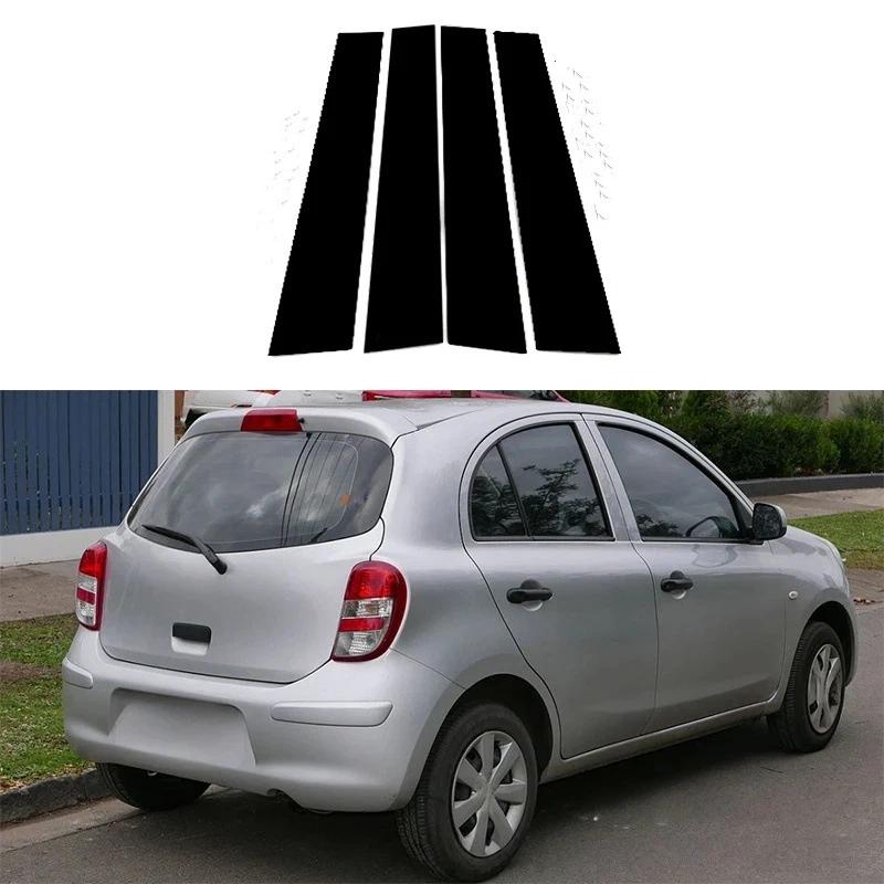 Для Nissan March March 2010-2015 декорация окна ярко-черная наклейка на центральную стойку