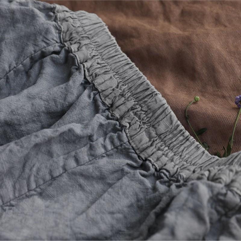 Johnature Женские винтажные серые широкие брюки с эластичной резинкой на талии, летние льняные брюки высокого качества, женские повседневные брюки