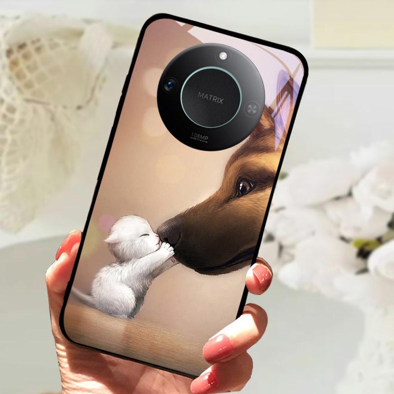 Для Honor X9C Умный Чехол-Крышка Модный Роскошный Крутые Животные Расписанный Fundas Для Honor X9C Умный Закаленное Стекло Задняя Панель Телефона