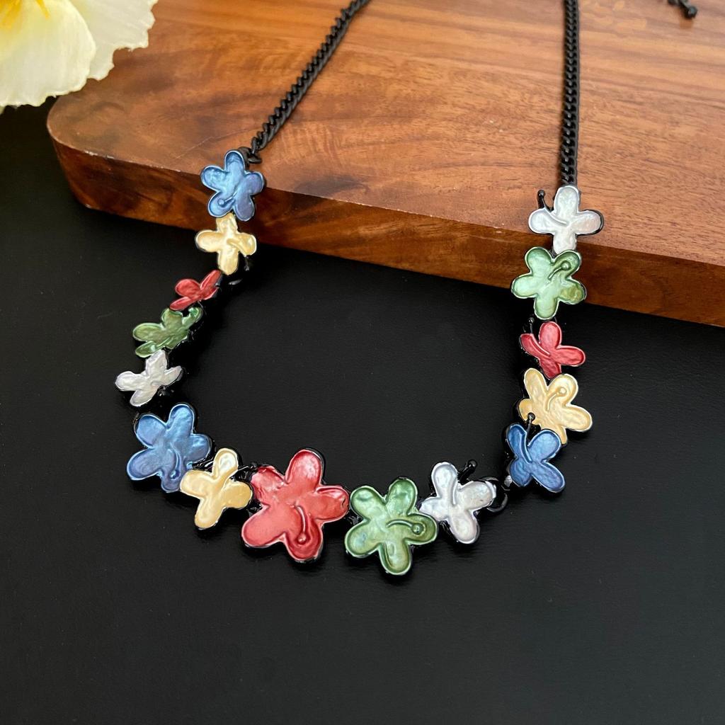 Эмалевый цвет полый геометрический цветок длинная подвеска, женская подвеска-ожерелье в форме сердца с высоким чувством универсальности