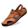 Men's Sandals Summer Genuine Leather Soft Bottom Non-Slip Beach Shoes New Plus Size Casual Trend Outdoor Slippers