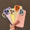 Силиконовый чехол для телефона контрастного цвета для iPhone 11 12 13 14 15 16 17 Pro Max 14 15 16 Plus 17 Air Защитная пленка для объектива Чехол для телефона