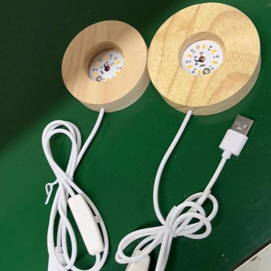 Подставка для фигурок, минималистичная, широкое применение, 3 цвета, USB-порт, 1,2 Вт, подсветка, дуб, сделай сам, деревянная основа для лампы, ночная поставка