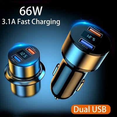 Dual USB 66W 3.1A Быстрое автомобильное зарядное устройство QC3.0 Адаптер питания Монитор напряжения Быстрая зарядка для iPhone Xiaomi Samsung Huawei OPPO