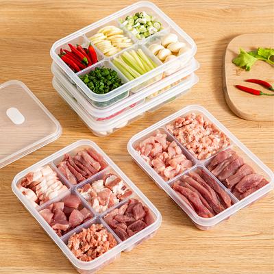 WORTHBUY 4/6-секционный герметичный контейнер для хранения свежих продуктов в холодильнике с крышкой, пластиковый контейнер для хранения продуктов в морозильной камере, многоразовый контейнер для продуктов для кухни