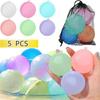 5pcs Reusable Water Fighting Balls Adults Kids Summer Swimming Pool Silicone Water Playing Toys Pool Water Bomb Balloons Games