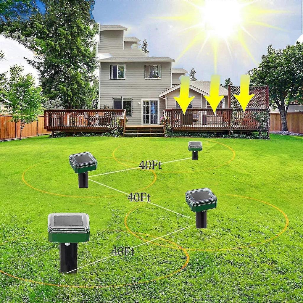 Solar Ultrasonic Repellent, Upgrade Mole/mouse, Etc. 4 Packs
