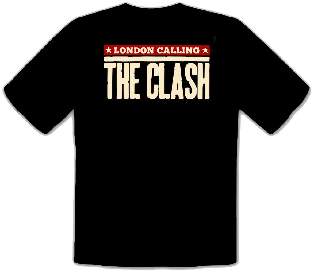 THE CLASH ЛОГОТИП РОК-МУЗЫКИ Черная футболка -515-
