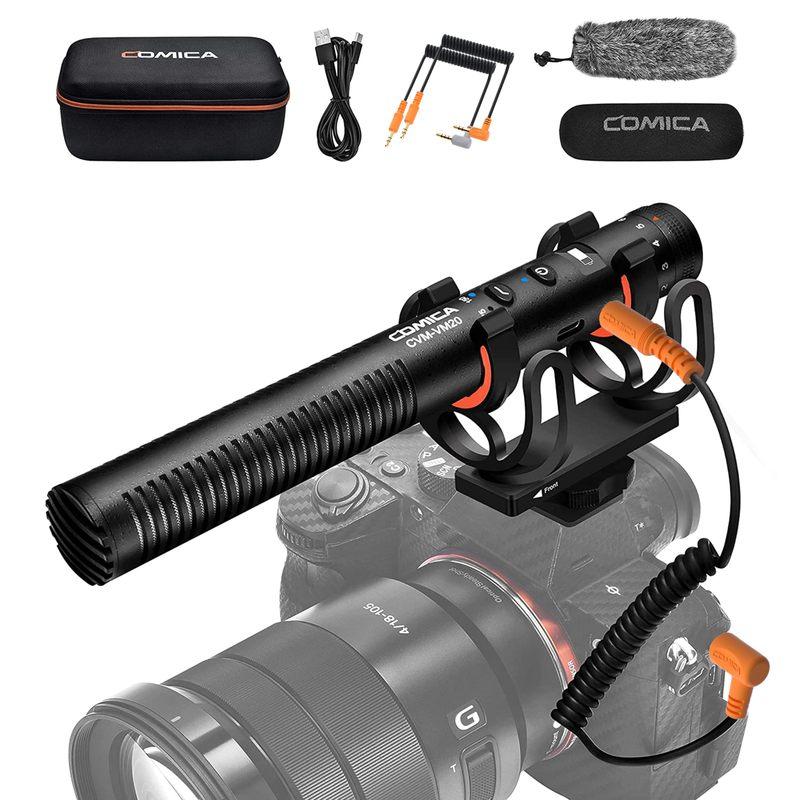 Shotgun Microphone, COMICA CVM-VM20 Professional Super Cardioid Microphone with Shock Mount, Camera Microphone For Video Record